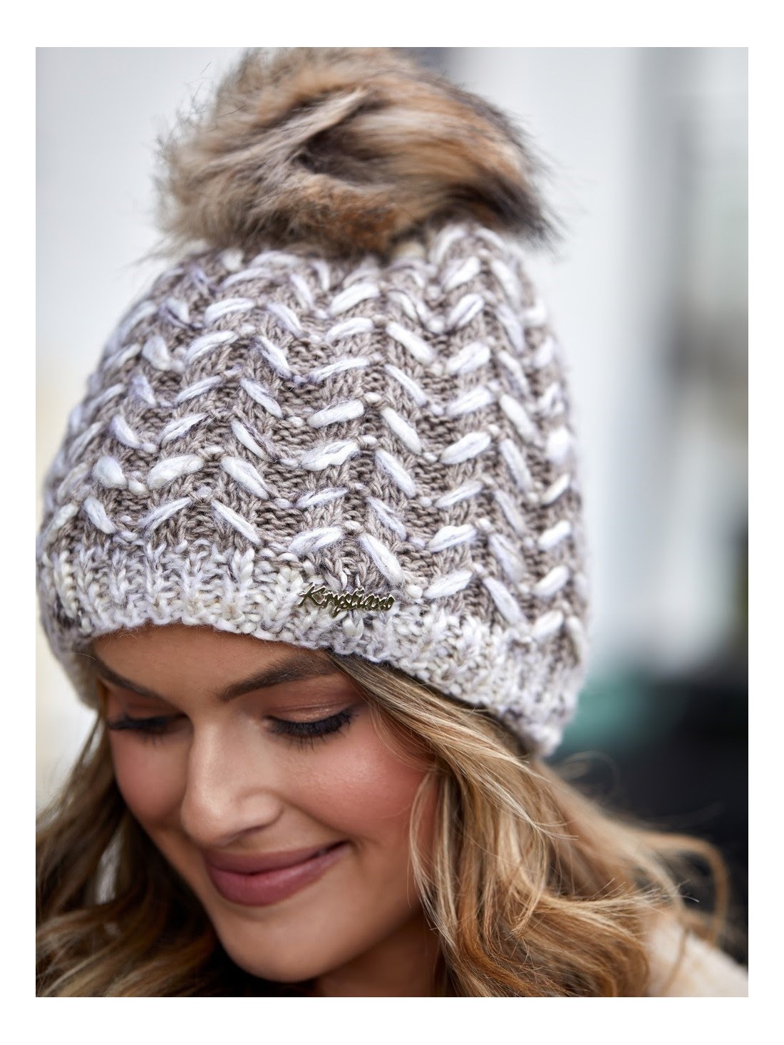 Cappuccino herringbone winter hat C13 - Online store - Boutique